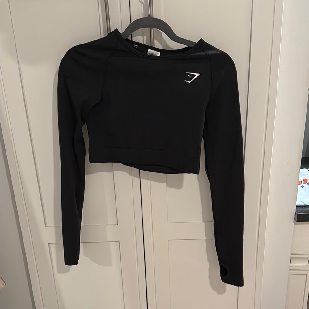 Black Long Sleeve Crop Top